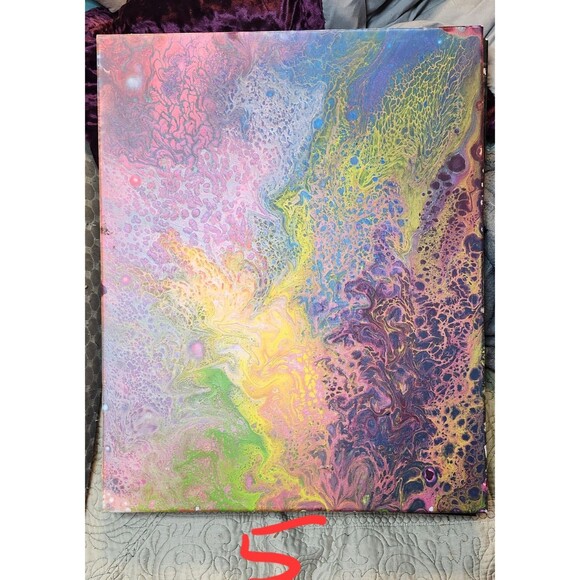 Other - Solar Bloom Burst Abstract Pour Painting Signed Original 16x20 Acrylic Art